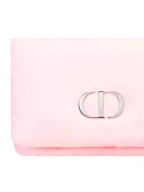 Dior Beauty Pink Puffy Logo Clutch Make Up Bag Pouch Authentic New
